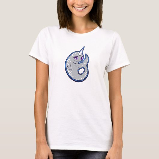 スポットインク付きグレイ鳴鯨スケッチデザイン Tシャツ (正面)