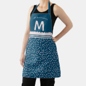 スポットモダン名前をカスタムする&モノグラムピンク&ネイビー エプロン (インサイチュ)