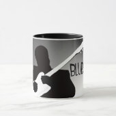 スポットライトが付いている青プレーヤーのシルエット マグカップ (中央)