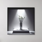 スポットライトの白いカラユリの花束 キャンバスプリント (正面)