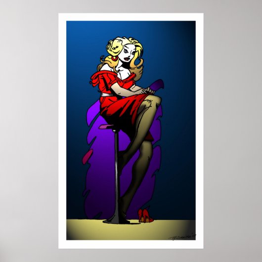 スポットライトを当てた赤いドレス ポスター (正面)