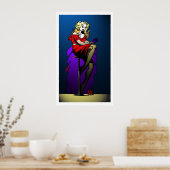 スポットライトを当てた赤いドレス ポスター (キッチン)