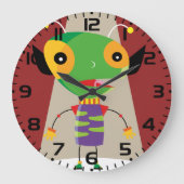 スポットライトカラフルSci-Fiの予測できなエイリアンAnt ラージ壁時計 (正面)