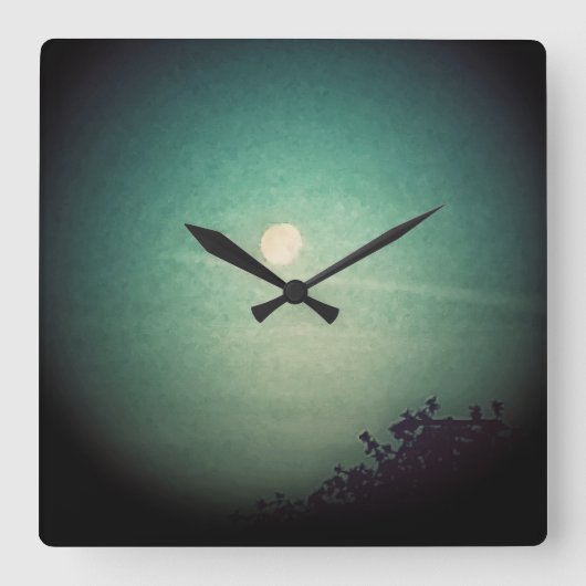 スポットライト月 スクエア壁時計 (正面)