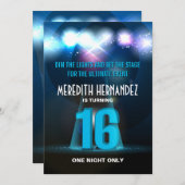 スポットライト スター ブルー スウィート 16 招待状 (正面/裏面)