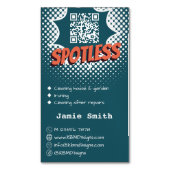 スポットレス青：カスタムハウスクリーニングQRコード マグネット名刺 (正面縦)