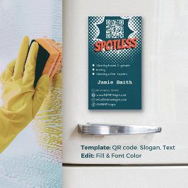 スポットレス青：カスタムハウスクリーニングQRコード マグネット名刺