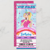 スポップ・アートのターシンガーVIPパスチケット誕生日 招待状 (正面/裏面)