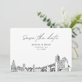 スポッ結婚ケーンモダンの日付の保存 招待状 (スタンド正面)