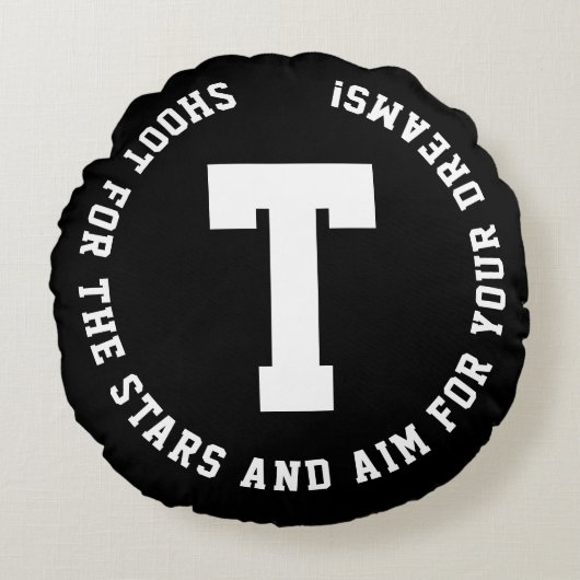 スポモダンートインスピレーション黒白モノグラム ラウンドクッション (正面)