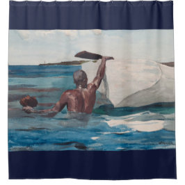 スポンジのダイバー-ホーマーWinslow 1898年 シャワーカーテン