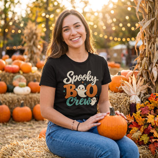 スポーキー・ブー・クルー レトロな幽霊のハロウィンマッチングデザイン Tシャツ