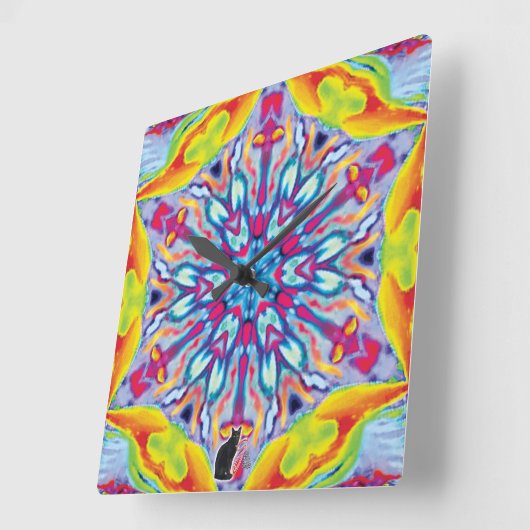 スポーク万華鏡のように千変万化するパターン スクエア壁時計 (傾斜)