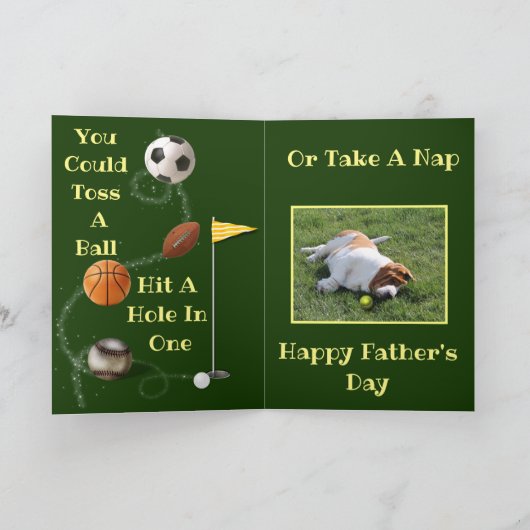 スポーツおもしろいをテーマにした父の日カード（Basset付き） カード (内部)