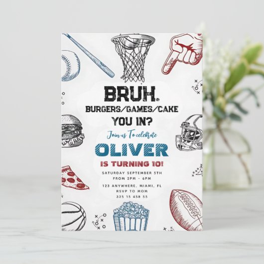 スポーツおもしろいパーティの招待状for Friends 招待状 (スタンド正面)