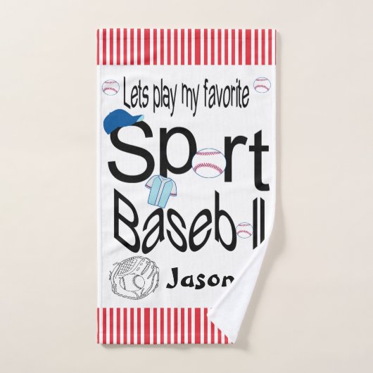 スポーツお気に入りのバスルーム用タオルが野球をセット バスタオルセット (ハンドタオル)