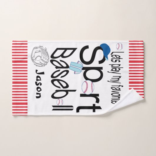 スポーツお気に入りのバスルーム用タオルが野球をセット バスタオルセット (ハンドタオル)