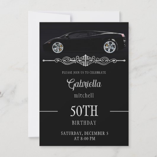 スポーツお洒落カー誕生日招待状 招待状 (正面)