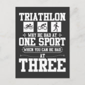 スポーツが苦手な人向けの面白いトライアスロンTシャツデザイン ポストカード (正面)