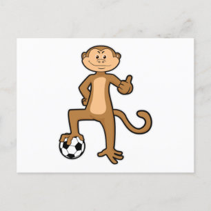 スポーツでサッカーをする猿 ポストカード