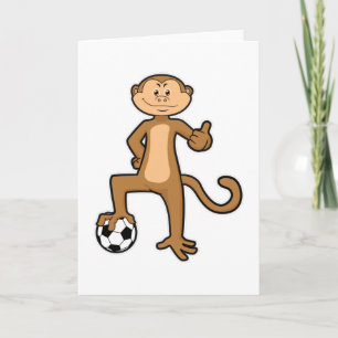 スポーツでサッカー ボールを持つ猿 カード