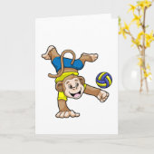 スポーツでモンキーがバレーボール カード (黄色い花)