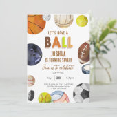 スポーツで遊ぼう!男子誕生日招待状 招待状 (スタンド正面)