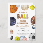 スポーツで遊ぼう!男子誕生日招待状 招待状 (正面/裏面)