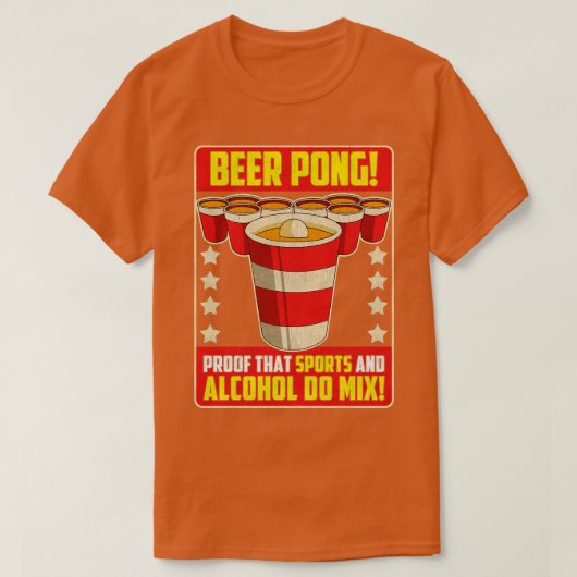 スポーツとアルコールが混ざり合うビールポン Tシャツ (デザイン正面)