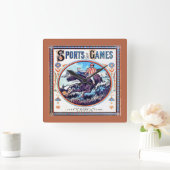 スポーツとゲーム狩りヴィンテージブックカバー スクエア壁時計