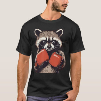 スポーツとボクシンググローブの面白いアライグマ Tシャツ