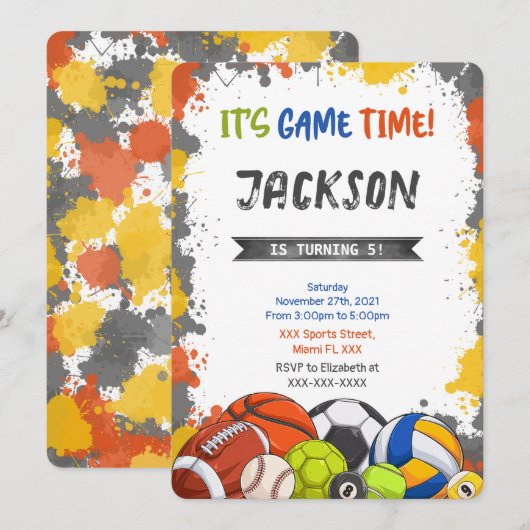 スポーツのお誘い 招待状 (正面/裏面)