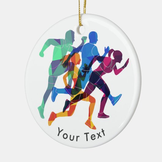 スポーツのカラフルなモザイク陸上競技のランナー セラミックオーナメント (左)