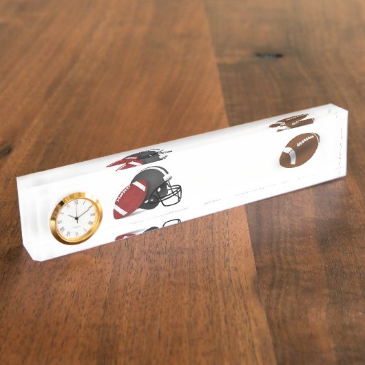 スポーツのゲームのチーム球のフットボールのコーチの先生 デスクネームプレート (側面)