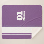 スポーツのストライプのモノグラムのSherpa紫色の毛布 シェルパブランケット (正面(横))