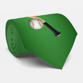 スポーツのタイ-野球のデザインの緑の背景 ネクタイ (ロール)