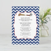 スポーツのテーマのベビーシャワーのギフトの詩はノート感謝していしています サンキューカード (スタンド正面)