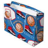 スポーツのバスケットボールの確実のおもしろいのアスリートパターン ラージペーパーバッグ (裏面アングル)