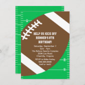 スポーツのフットボールの誕生会 招待状 (正面/裏面)