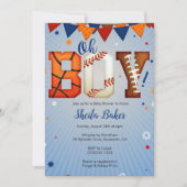 スポーツのベビーシャワーの招待状-スポーツオールスター 招待状 (正面)