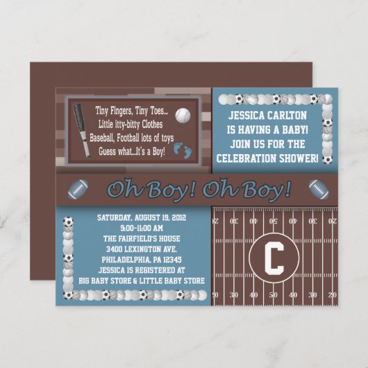 スポーツのベビーシャワー招待状 招待状 (正面/裏面)