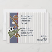 スポーツのベビーシャワー 招待状 (裏面)