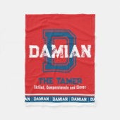 スポーツのモノグラム赤ブルーを意味するダミアンの名前 フリースブランケット (正面)