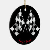スポーツのモータースポーツの交差させたチェック模様の旗 セラミックオーナメント (右)