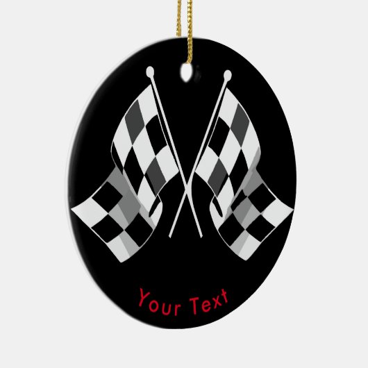 スポーツのモータースポーツの交差させたチェック模様の旗 セラミックオーナメント (右)