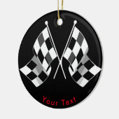 スポーツのモータースポーツの交差させたチェック模様の旗 セラミックオーナメント (左)