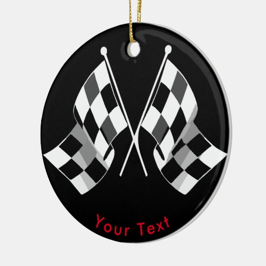 スポーツのモータースポーツの交差させたチェック模様の旗 セラミックオーナメント (左)
