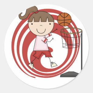 スポーツの女の子-バスケットボールのTシャツおよびギフト ラウンドシール