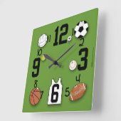 スポーツの球のキャラクタースポーツ装置 スクエア壁時計 (傾斜)