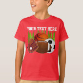 スポーツの男の子の多くのためのパーソナライズなスポーツシャツ Tシャツ (正面)